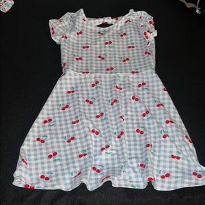 btween Blue Gingham Cherry Print Kids Dress